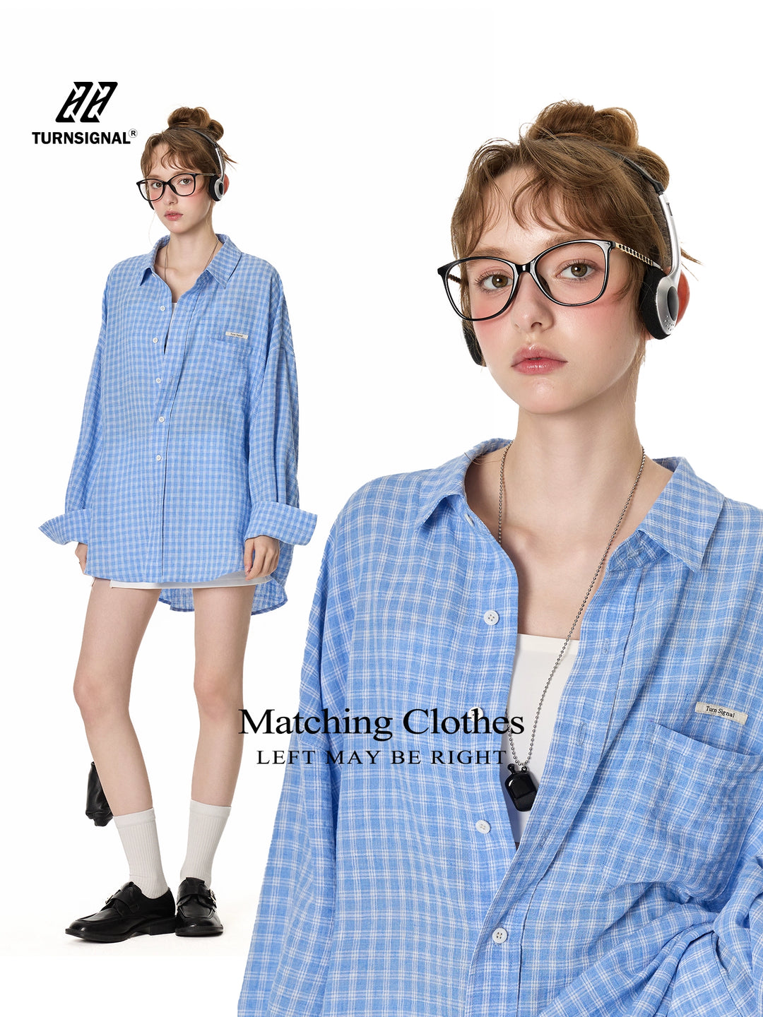 Oversized Plaid Button-Up Shirt TSBS0267