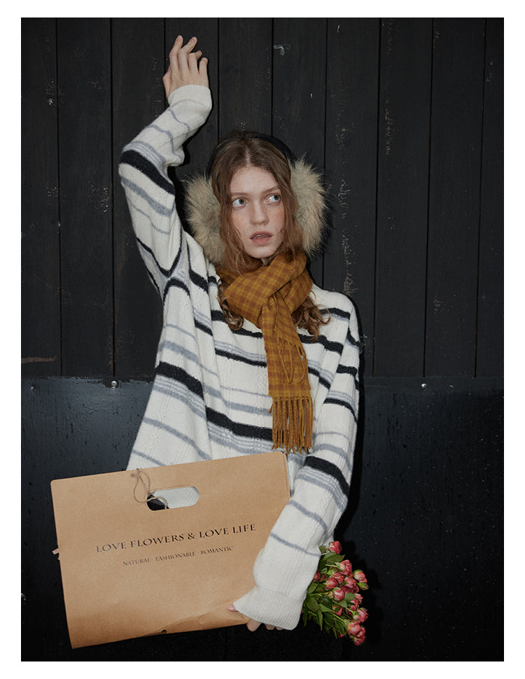 Winter Stripe Wool Knit Pullover BMKP0295