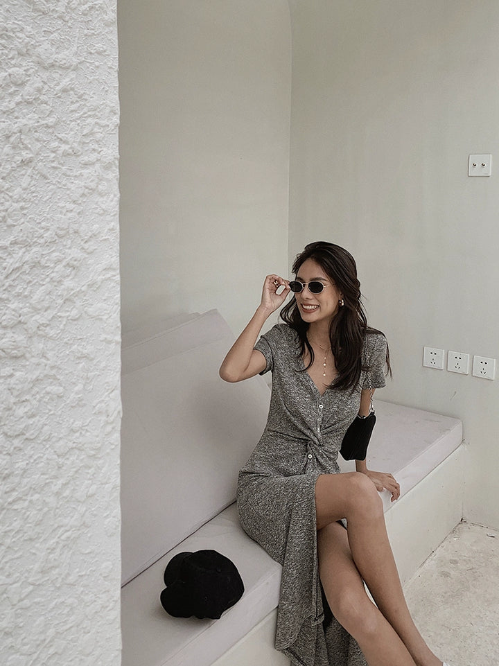 TwistEase Ribbed Midi Dress DGMD0236