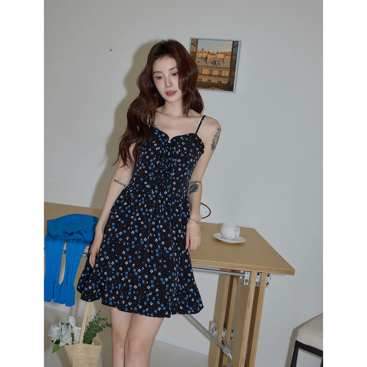 Midnight Bloom Mini Dress & Azure Breeze Knit Cardigan KK0328