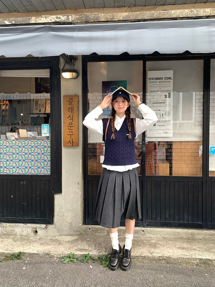 Vintage Pleat Midi Skirt WSMS0331