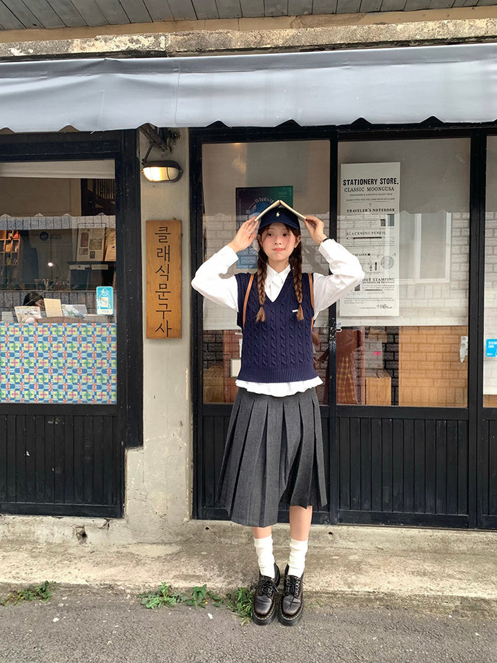 Vintage Pleat Midi Skirt WSMS0331