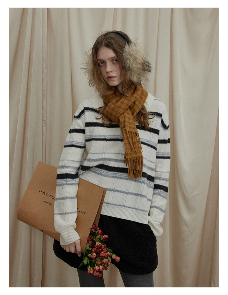 Winter Stripe Wool Knit Pullover BMKP0295