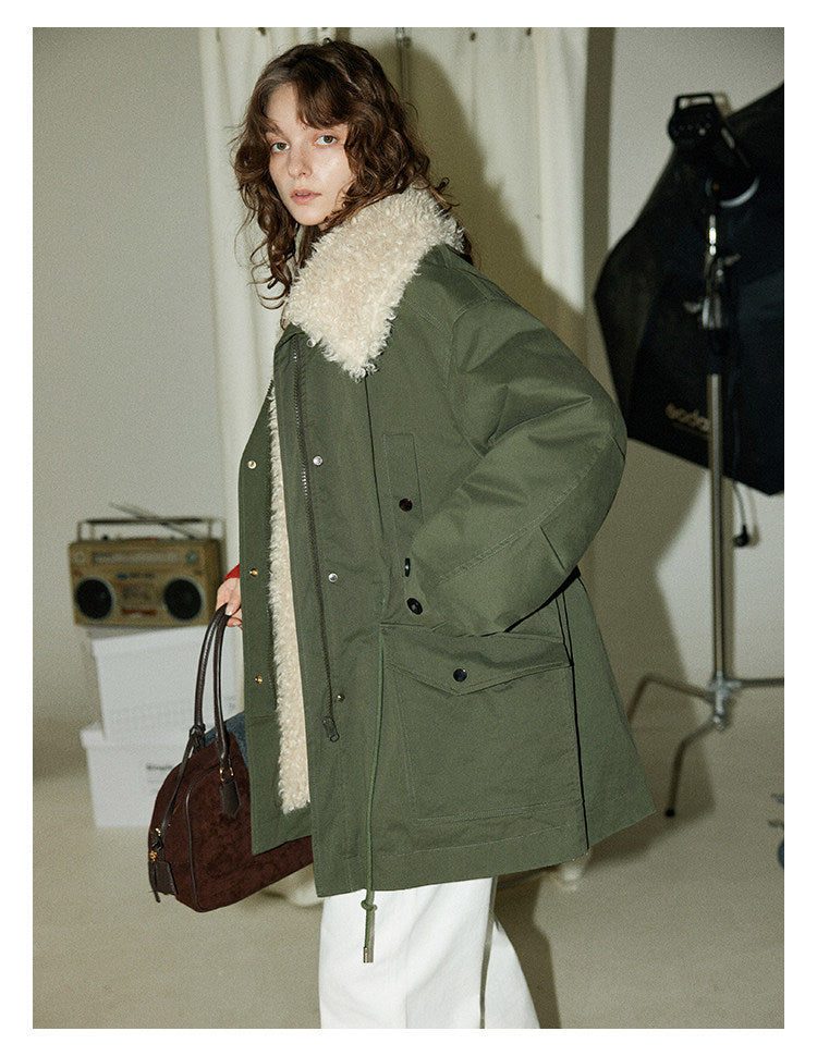 Vintage Shearling-Trim Utility Down Jacket BMDJ0299