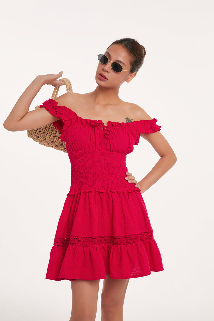 Ruffle Charm Smocked Mini Dress DGMD0237