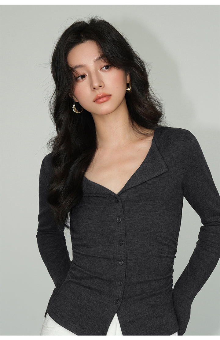 V-Collar Slim Fit Knit Top NHKT0252
