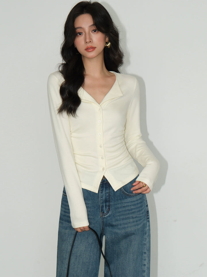V-Collar Slim Fit Knit Top NHKT0252