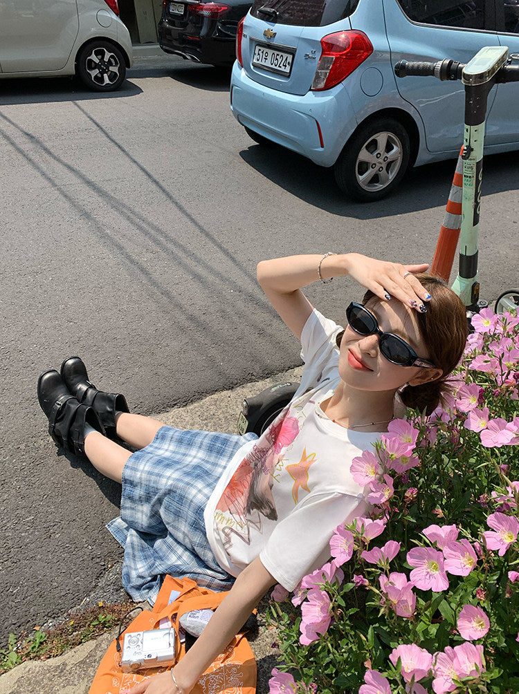 Vintage Asymmetry Check Skirt WSCS0336