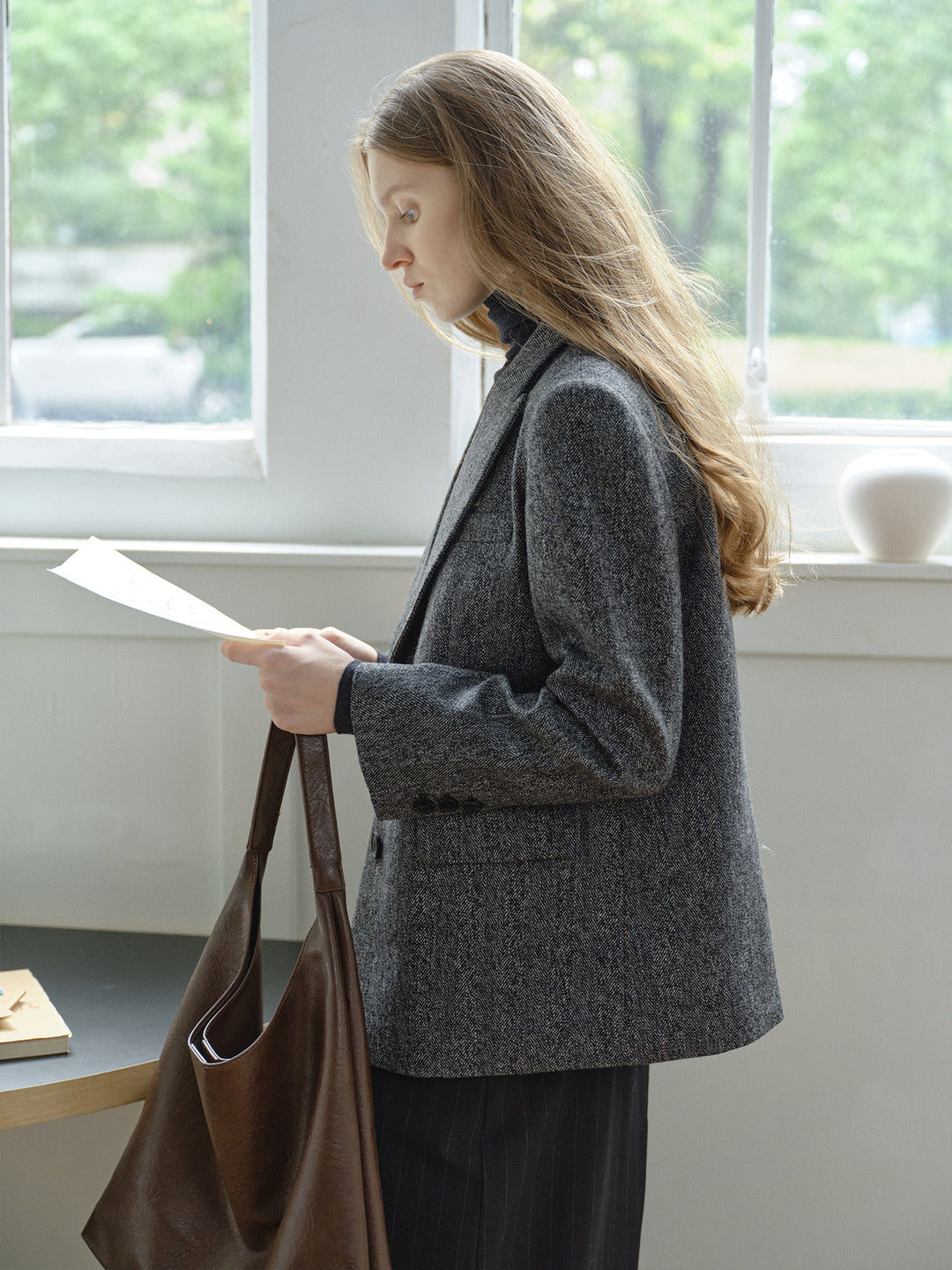 Timeless Wool Herringbone Blazer CCHB0143