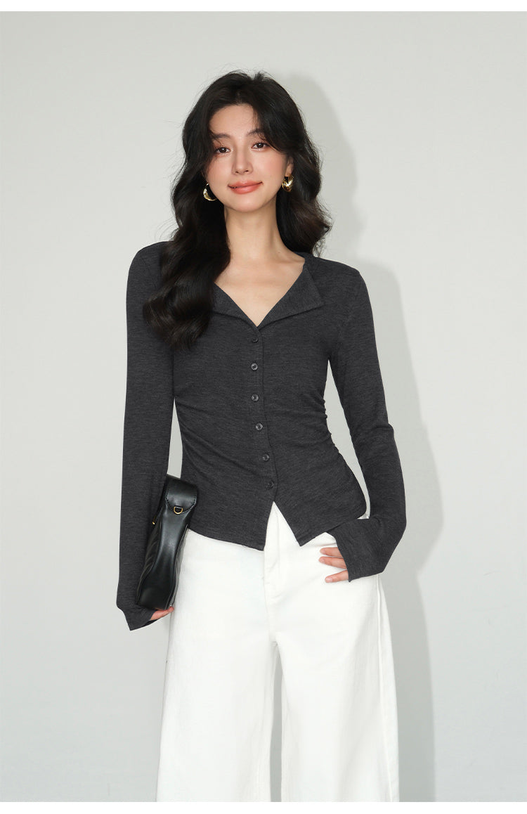 V-Collar Slim Fit Knit Top NHKT0252