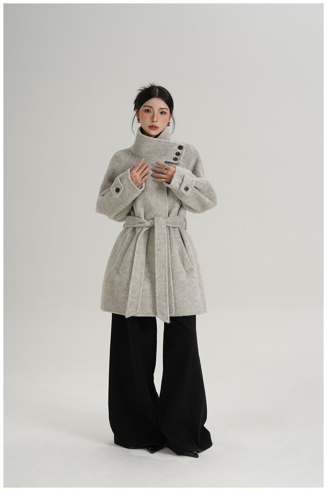 Softline Asymmetrical Wool Wrap Coat SRWC0319