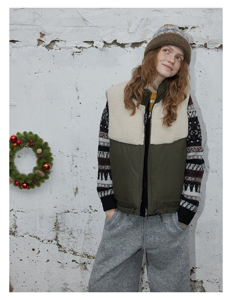 Olive Sherpa-Panel Utility Vest BMUV0298