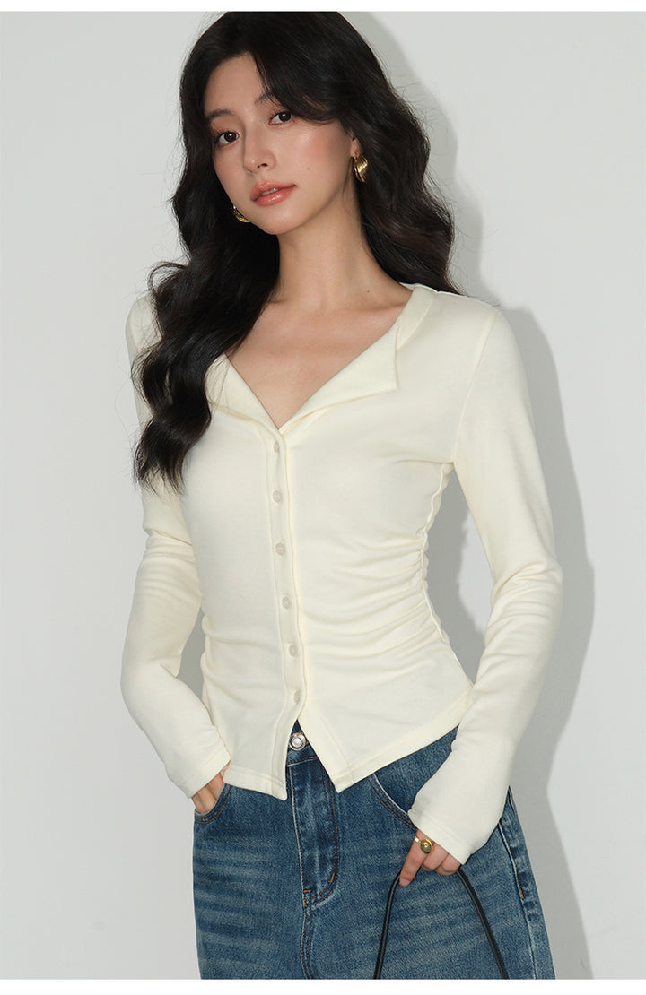 V-Collar Slim Fit Knit Top NHKT0252