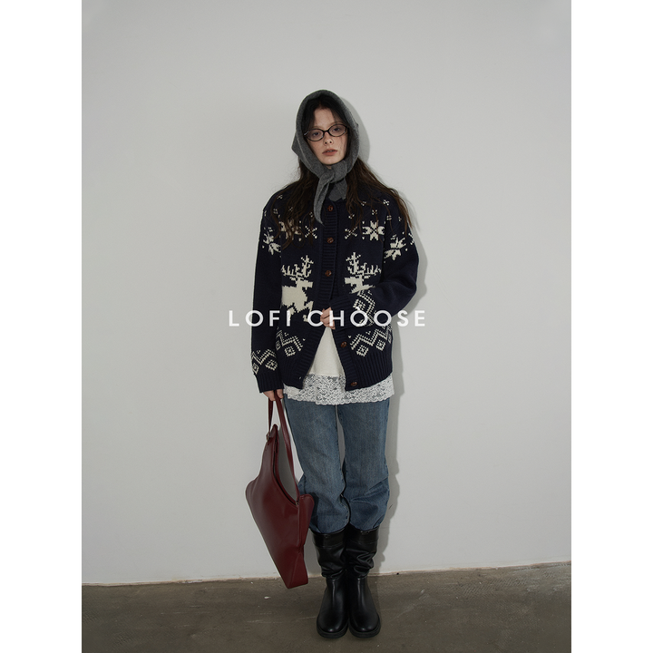 Nordic Reindeer Knit Cardigan LCKC0306