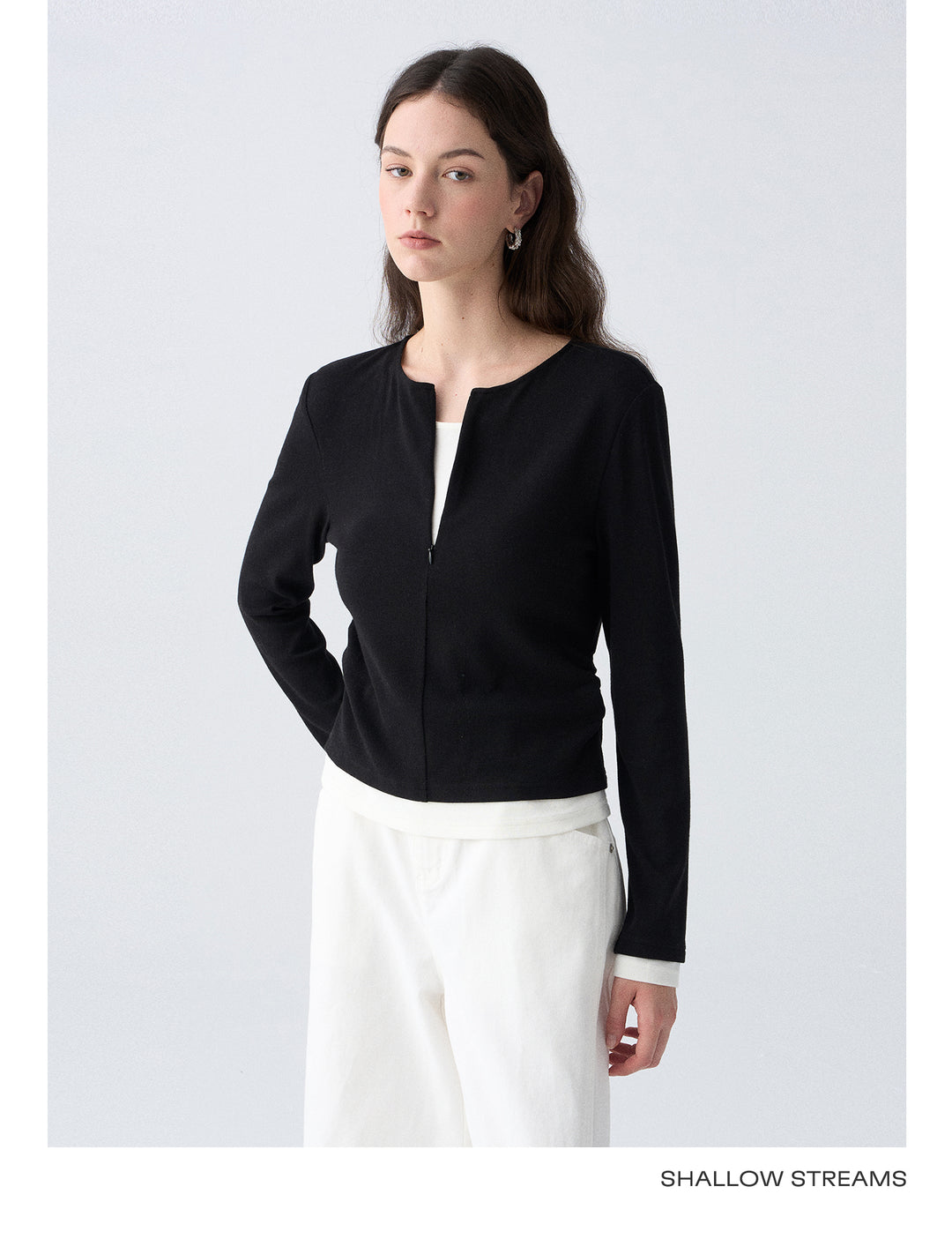 Contrast Layer Knit Cardigan SSKC0287