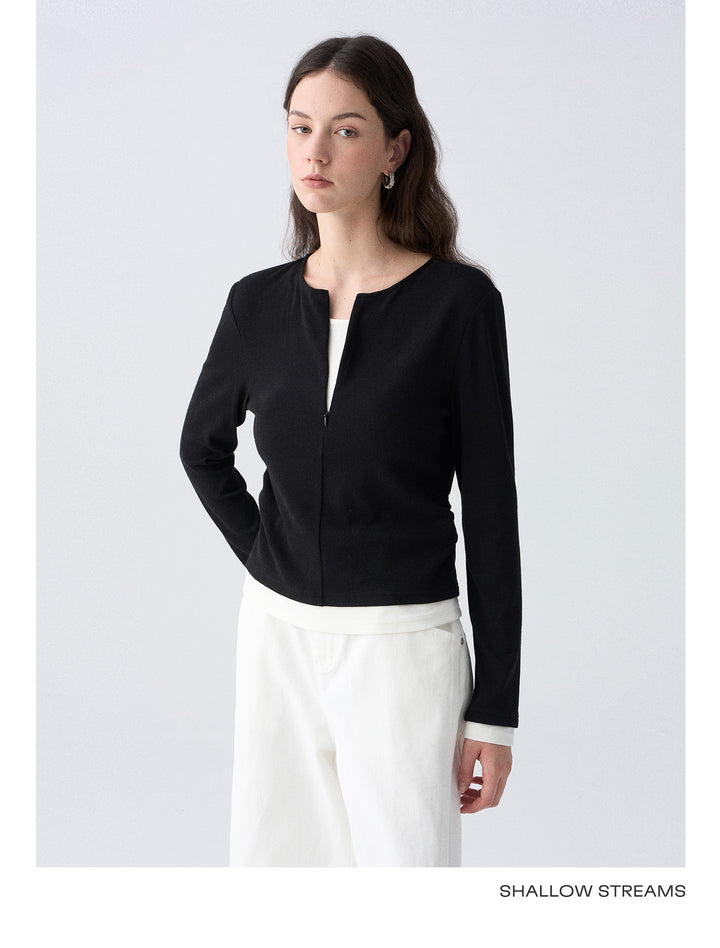 Contrast Layer Knit Cardigan SSKC0287