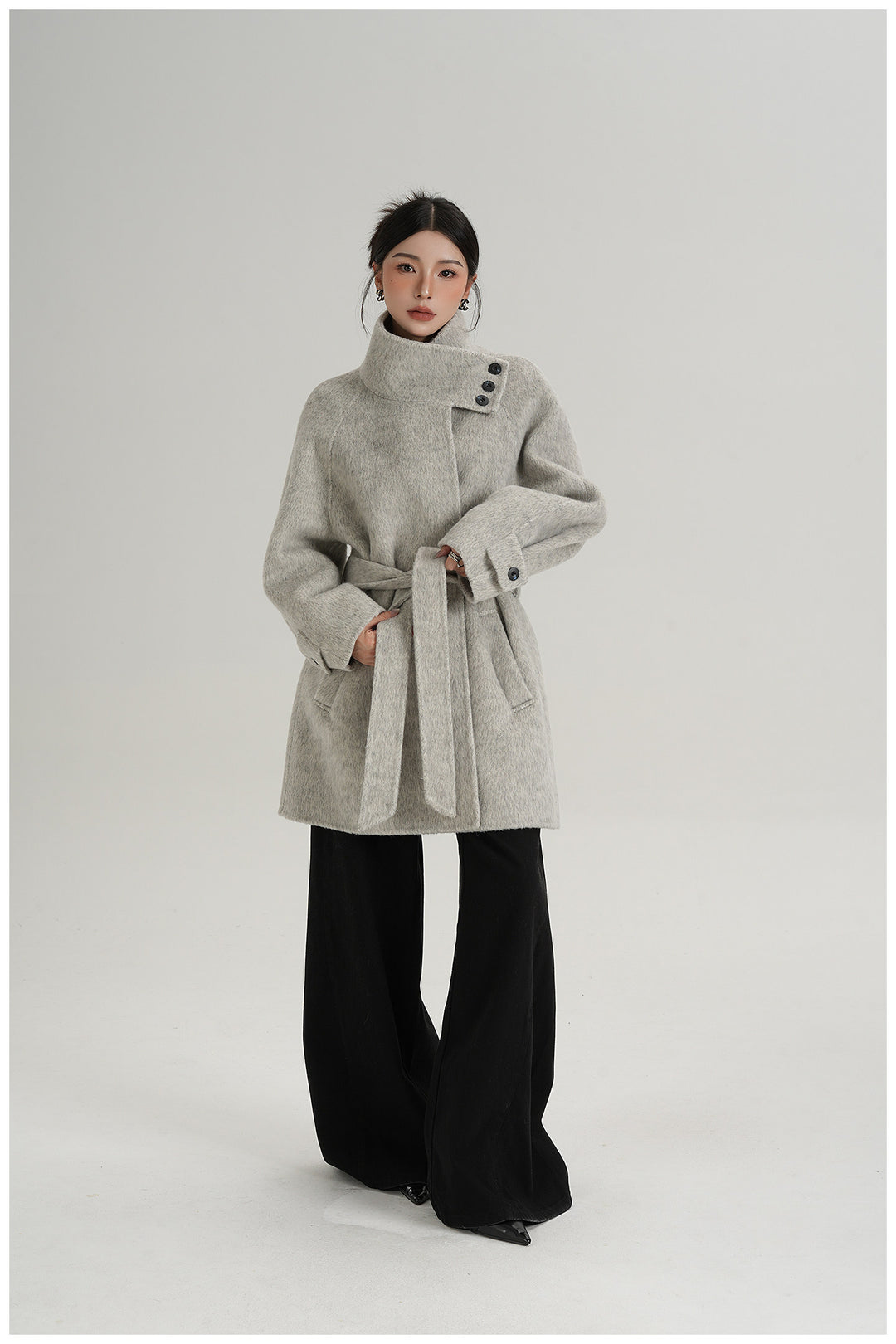 Softline Asymmetrical Wool Wrap Coat SRWC0319
