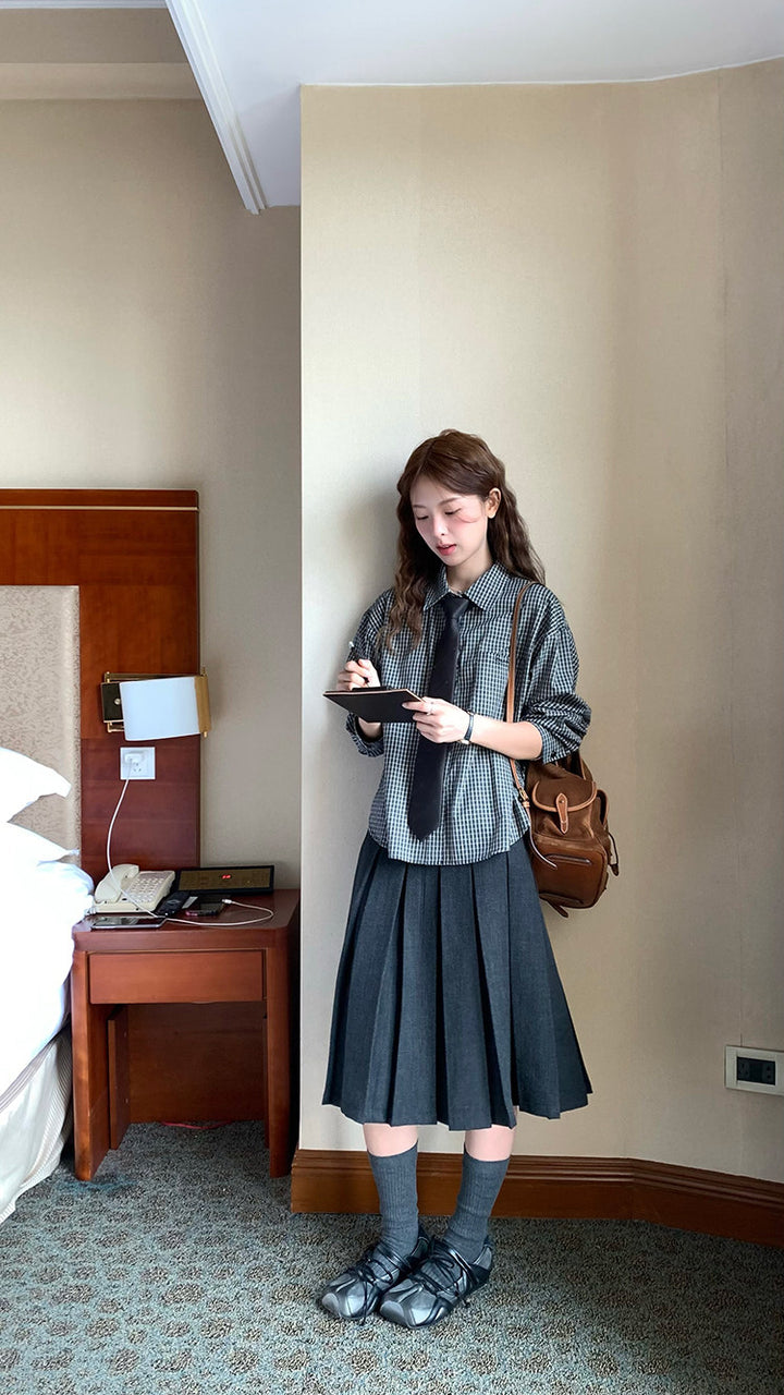 Vintage Check Shirt with Heritage Cable Knit Vest &Tie SET WSVS0334