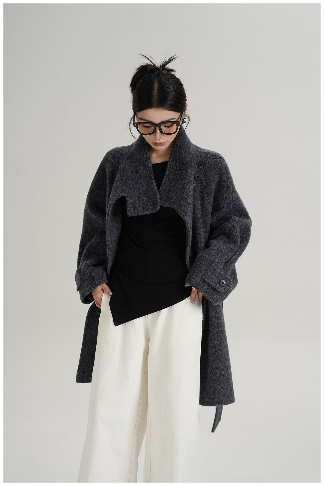 Softline Asymmetrical Wool Wrap Coat SRWC0319