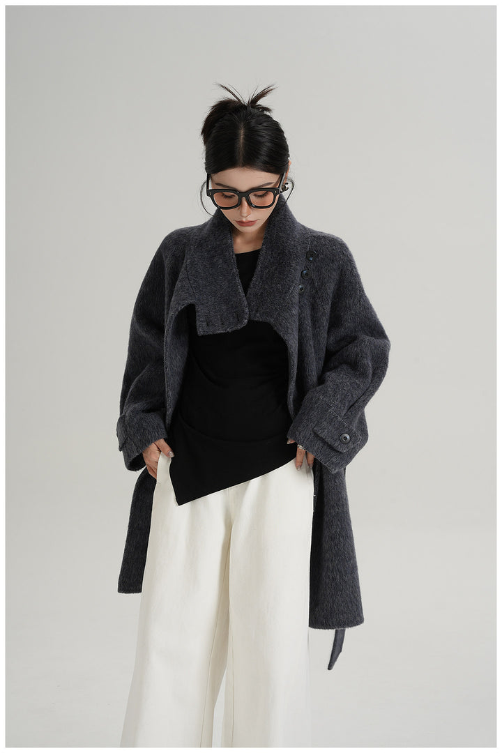 Softline Asymmetrical Wool Wrap Coat SRWC0319