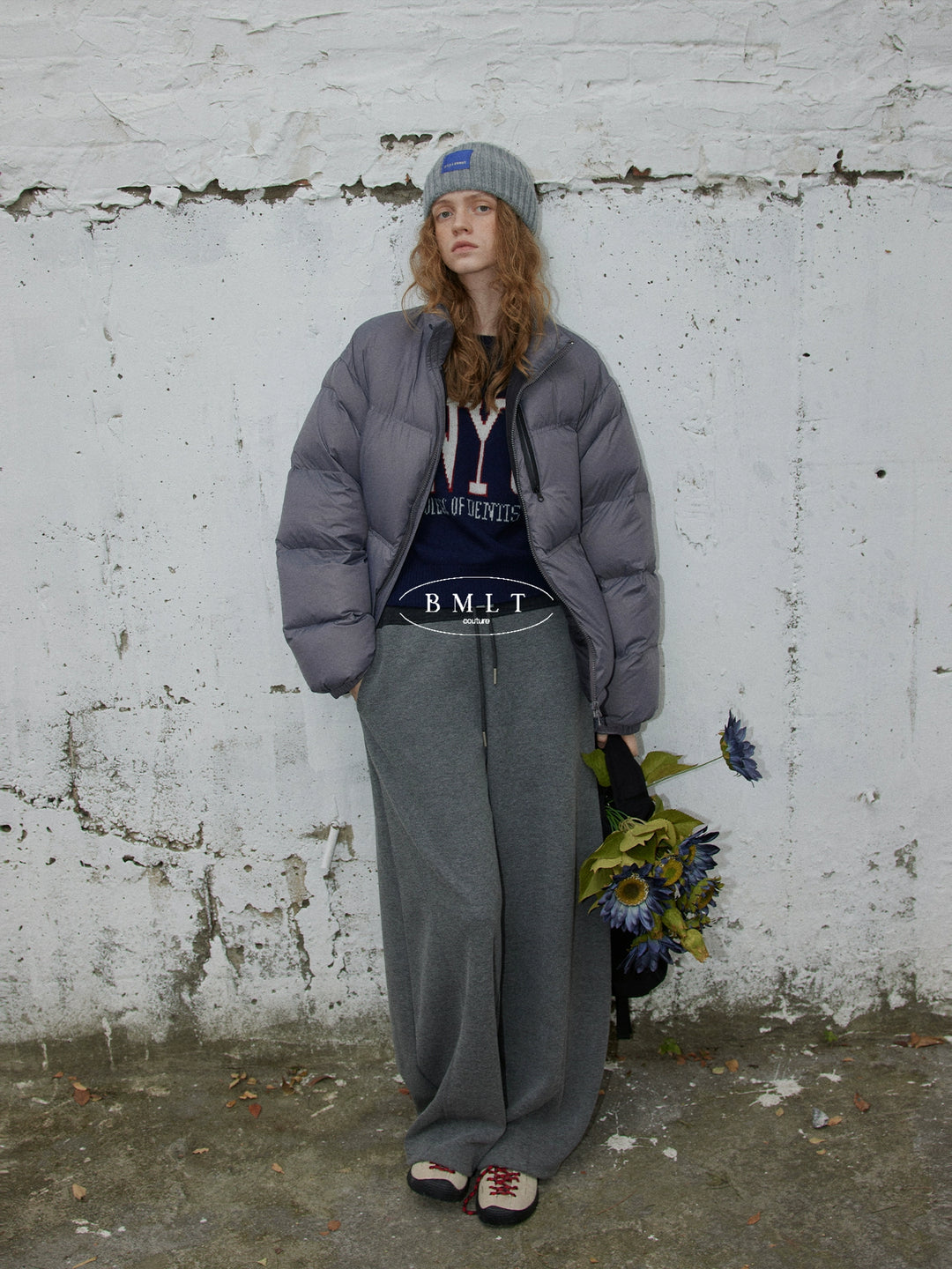 BMLT [Manman] solid color stand-up collar 90 white duck down jacket winter thickened warm loose bread jacket