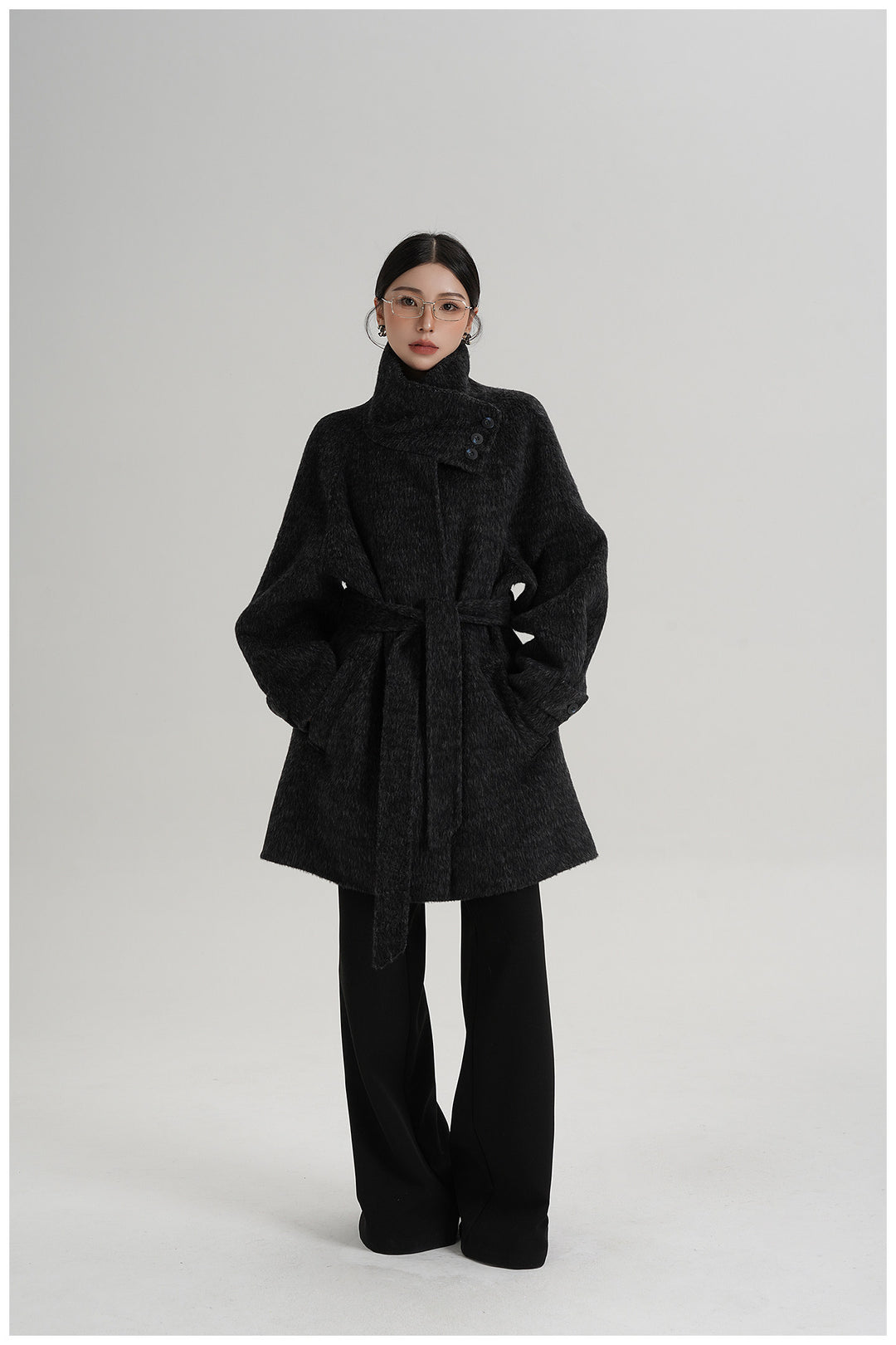 Softline Asymmetrical Wool Wrap Coat SRWC0319