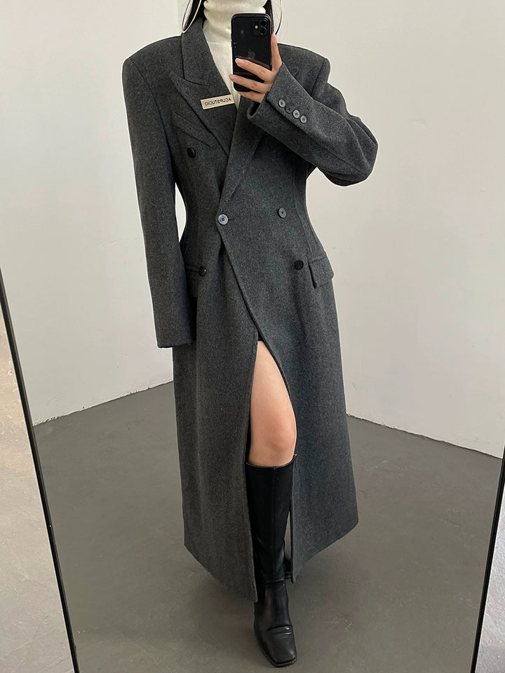 Double-Breasted Classic Wool Blend Coat ASCC0016