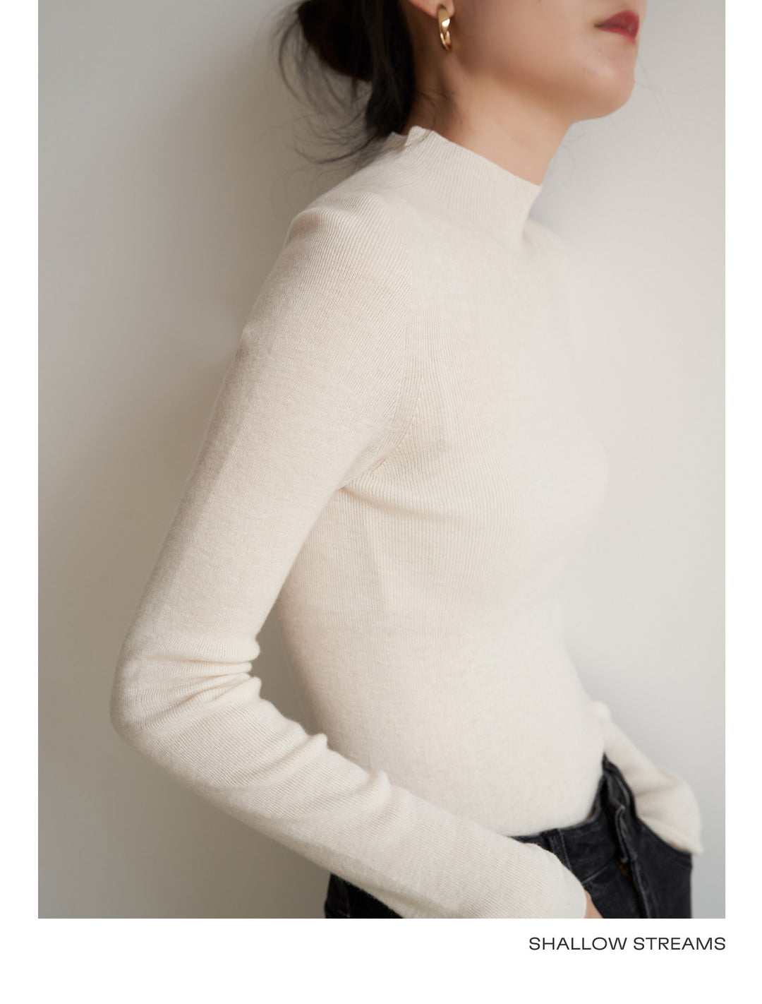 Silkline Merino Mock Neck Knit Top SSKT0316