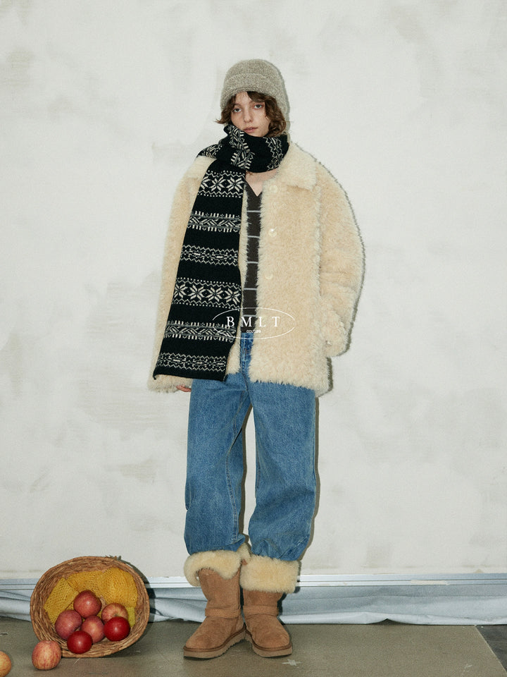 BMLT [Winter Love Song] Winter Korean lapel lambhair thickened warm and high-end wool women's jacket