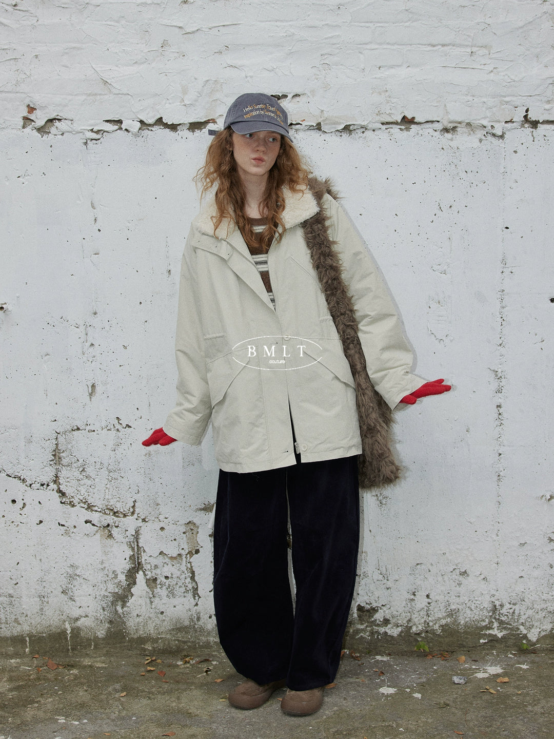 BMLT [Cangshan to the snow] Korean winter cotton lining lambswool thickened warm jacket stand-up collar parka cotton jacket