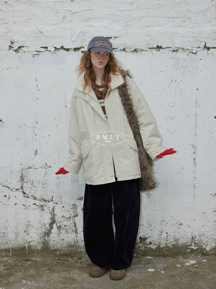 BMLT [Cangshan to the snow] Korean winter cotton lining lambswool thickened warm jacket stand-up collar parka cotton jacket