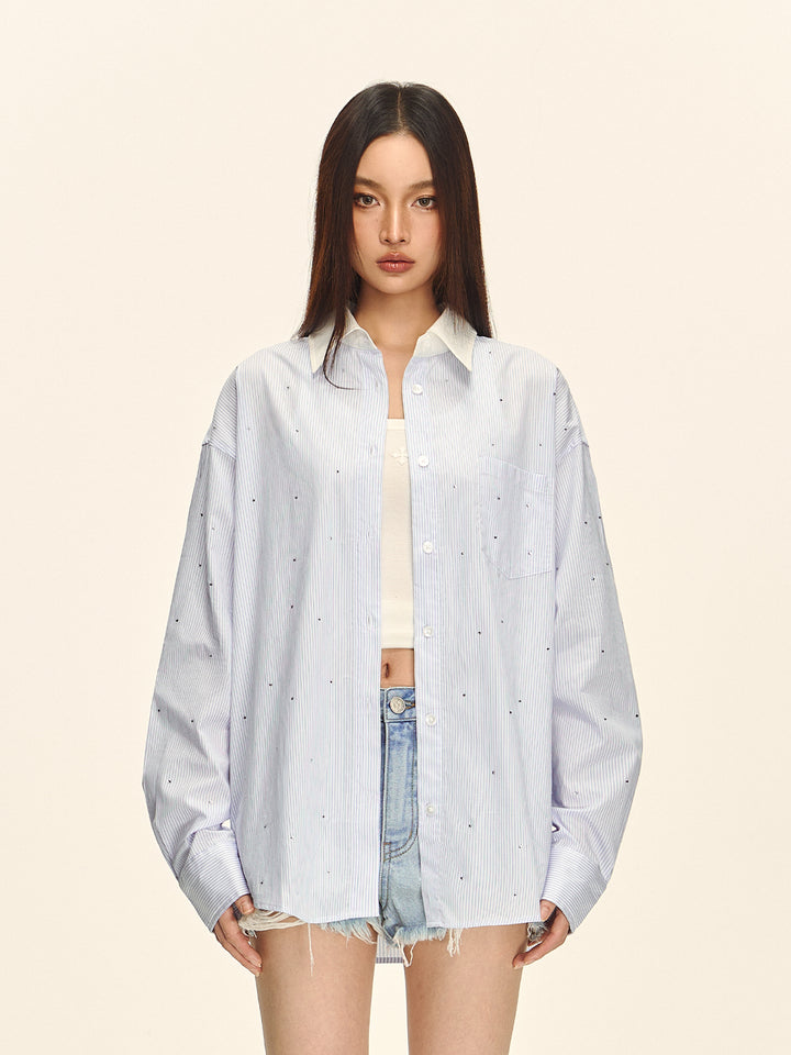 Crystal Striped Oversized Shirt CVSS0154