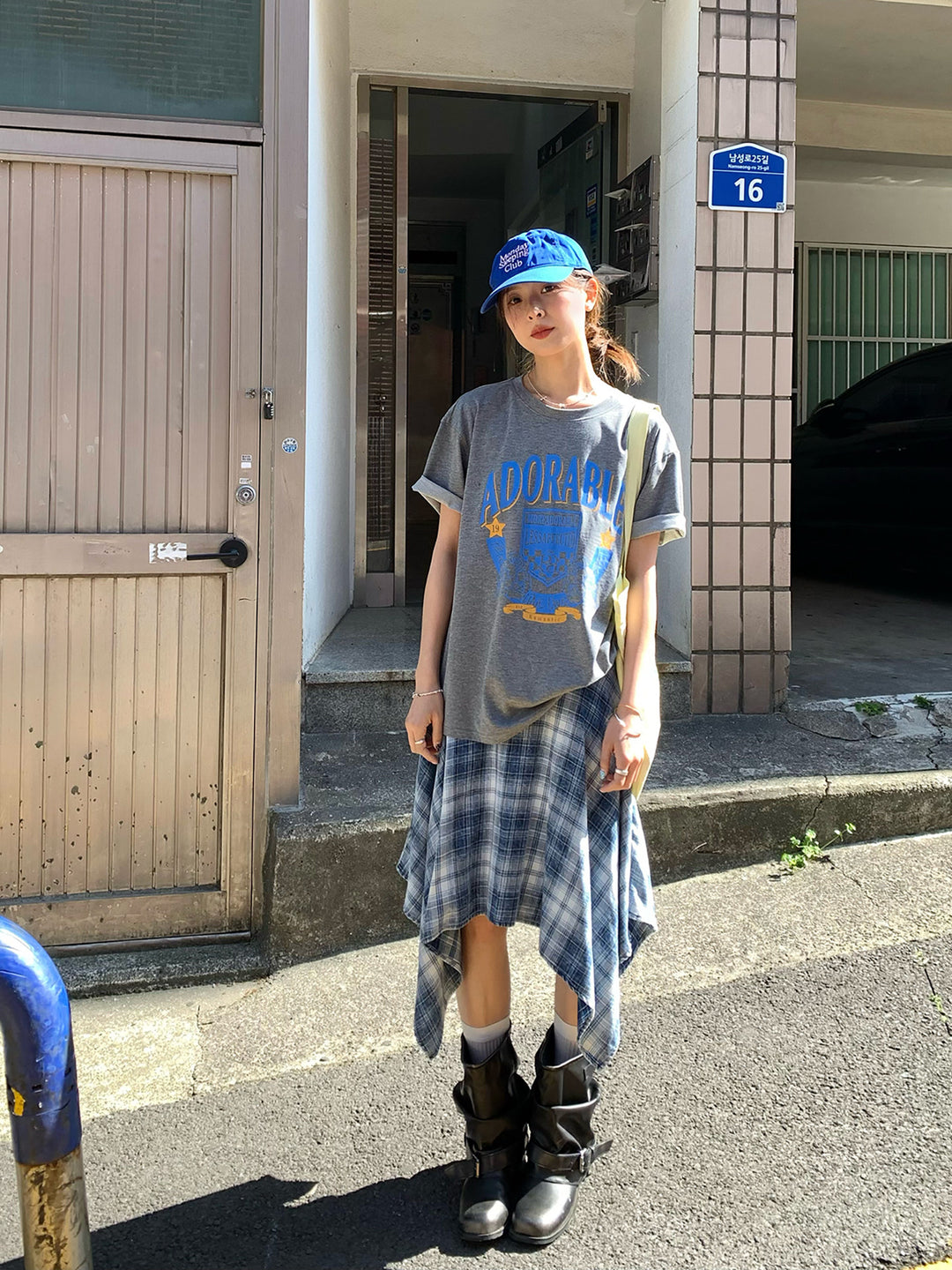 Vintage Asymmetry Check Skirt WSCS0336