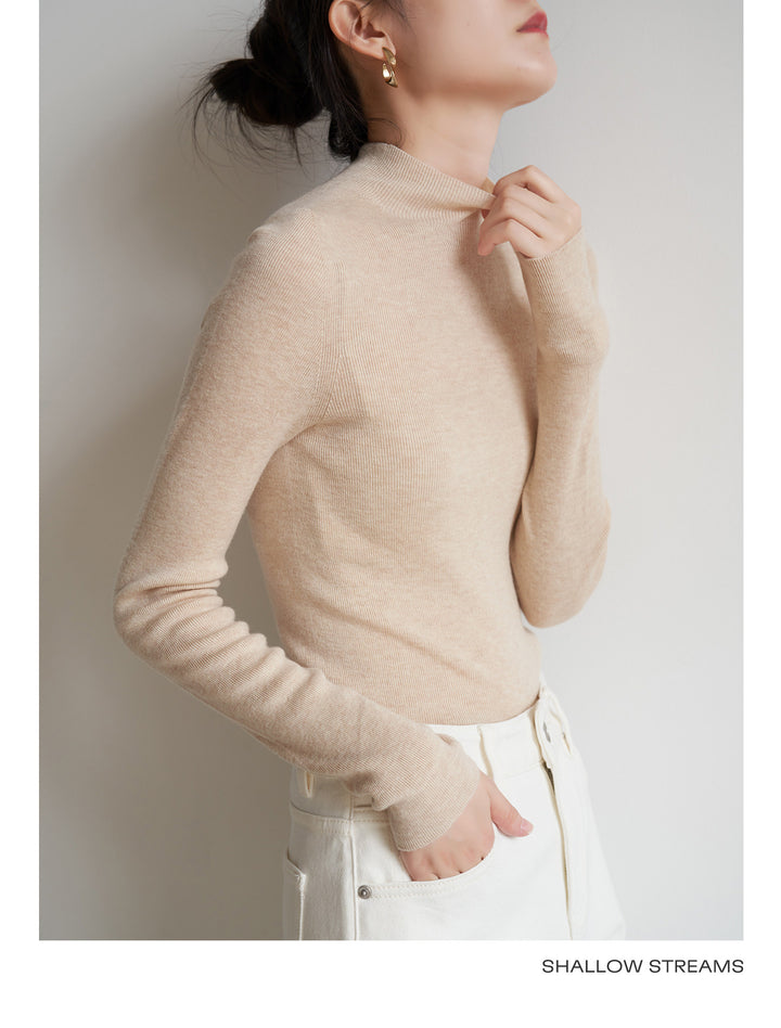 Silkline Merino Mock Neck Knit Top SSKT0316