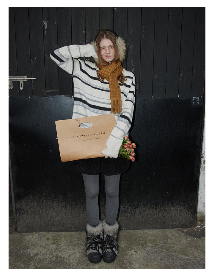 Winter Stripe Wool Knit Pullover BMKP0295