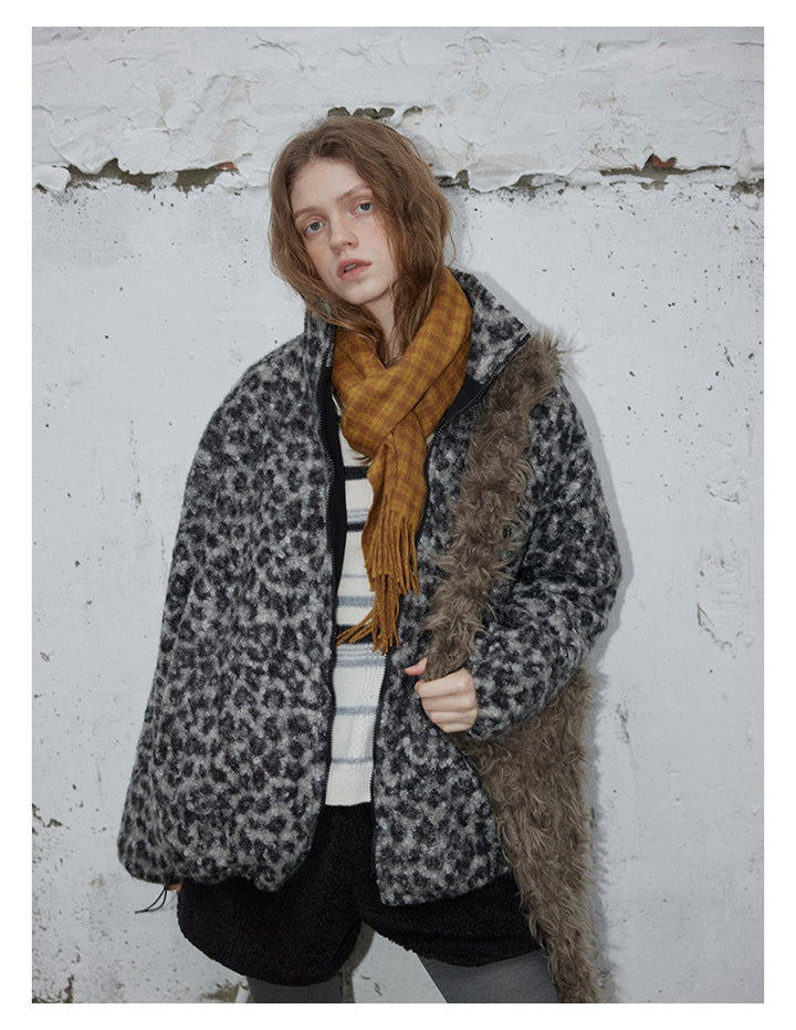 Leopard Pattern Woolen Jacket BMWJ0300