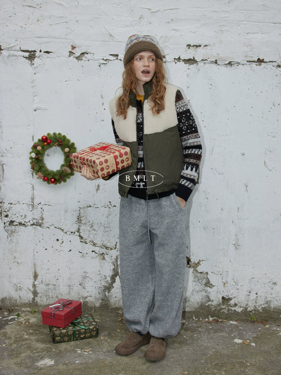 Olive Sherpa-Panel Utility Vest BMUV0298