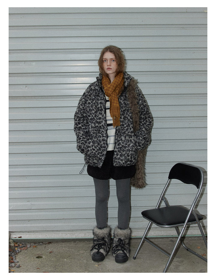 Leopard Pattern Woolen Jacket BMWJ0300