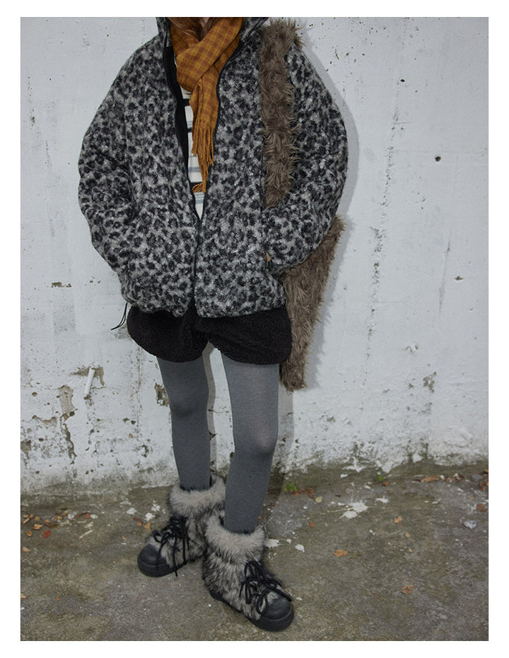 Leopard Pattern Woolen Jacket BMWJ0300