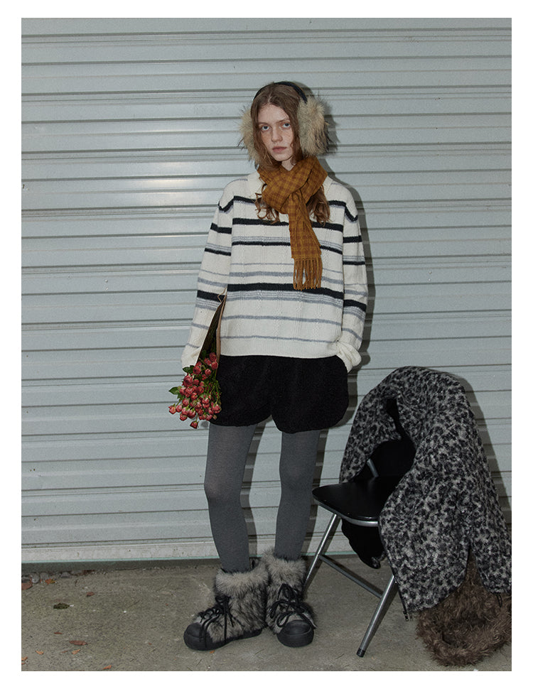 Winter Stripe Wool Knit Pullover BMKP0295