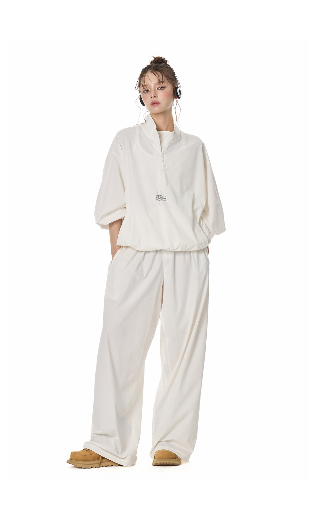 Street Relaxed Wide-Leg Banding Pants TSBP0276