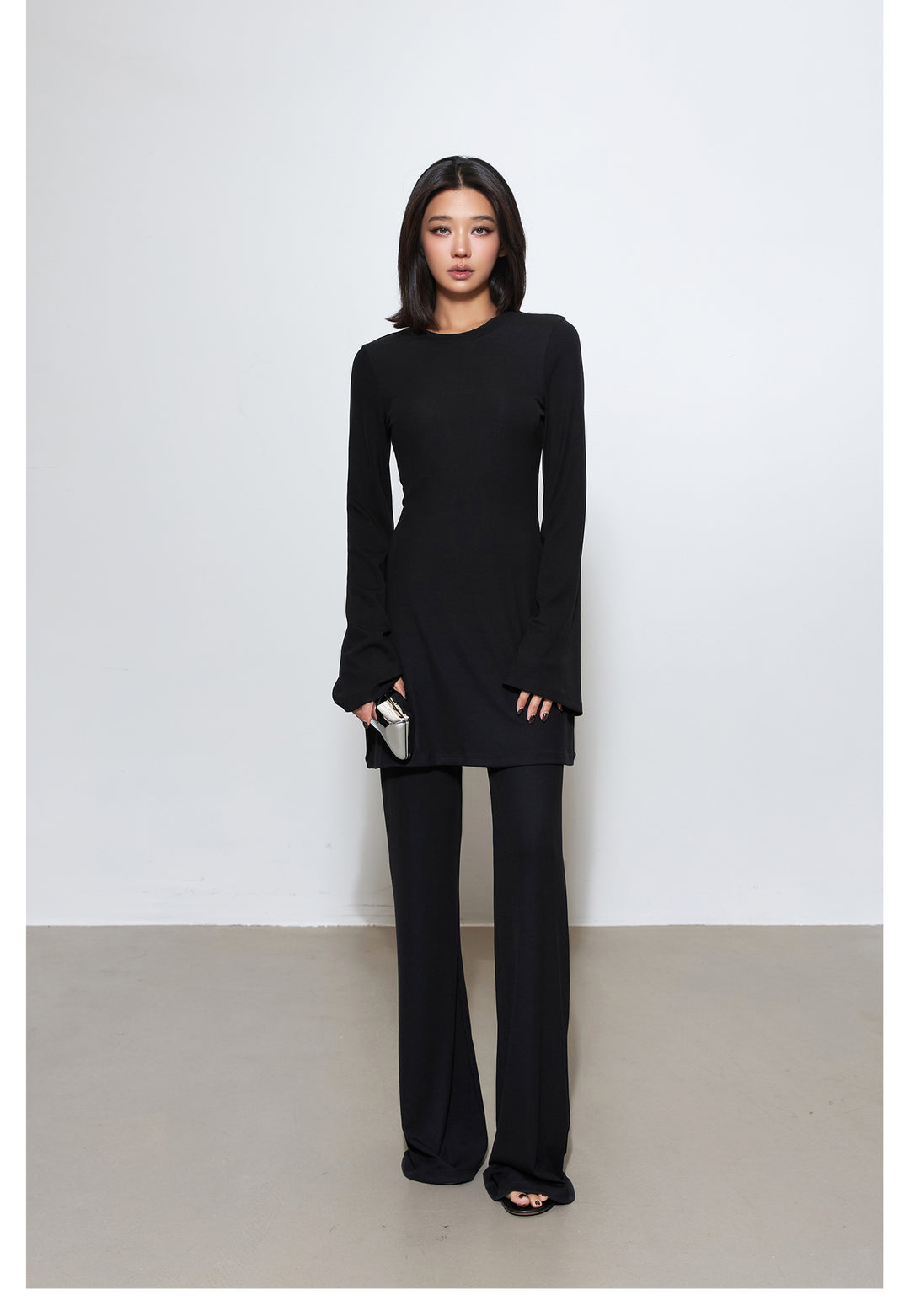 Luxe Ribbed Knit Dress & Flared Pants Set MSPS0254