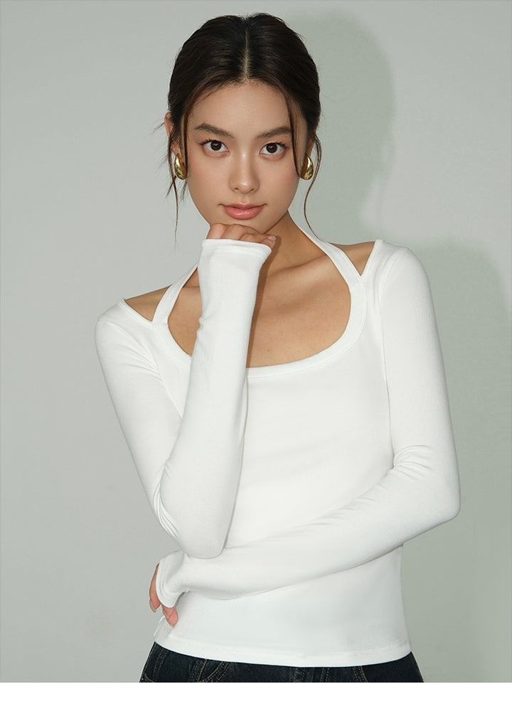 Strap Detail Square Neck Long Sleeve NHSN0261