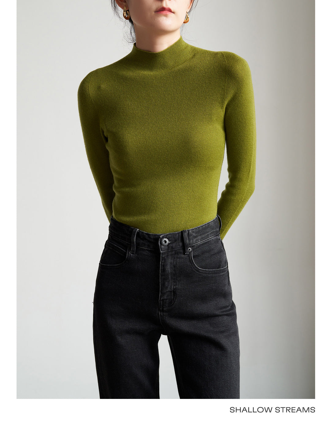 Silkline Merino Mock Neck Knit Top SSKT0316