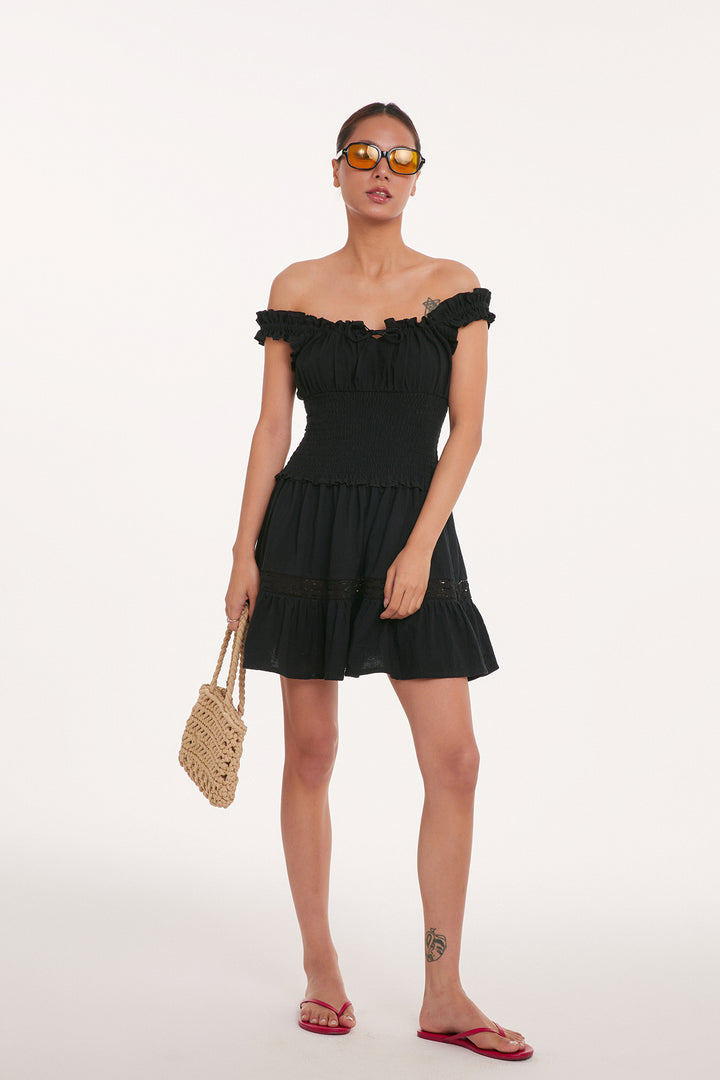 Ruffle Charm Smocked Mini Dress DGMD0237