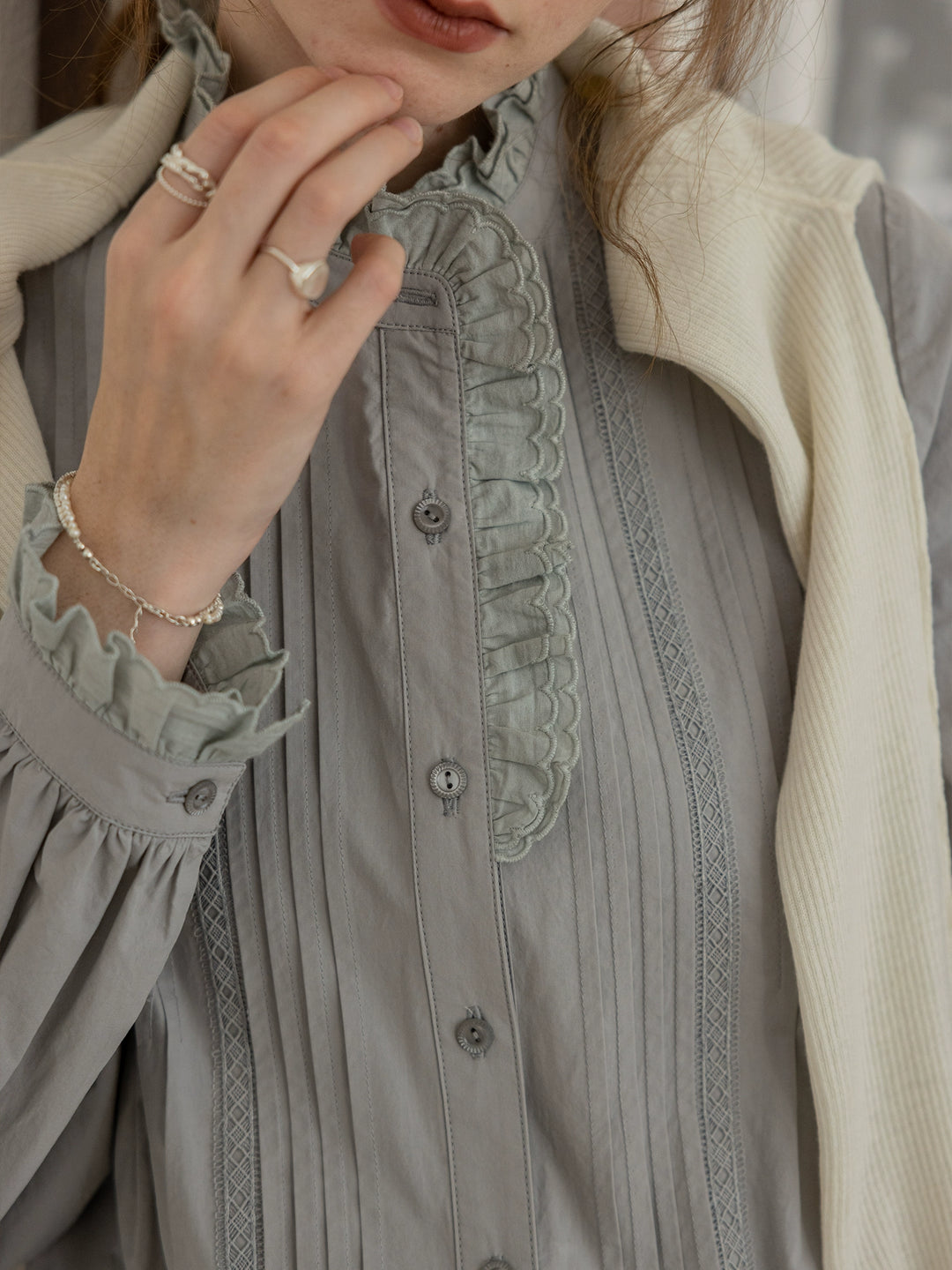 Vintage Pintuck Lace Blouse DALB0110