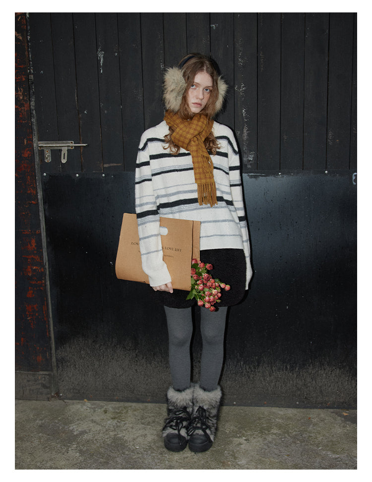 Winter Stripe Wool Knit Pullover BMKP0295