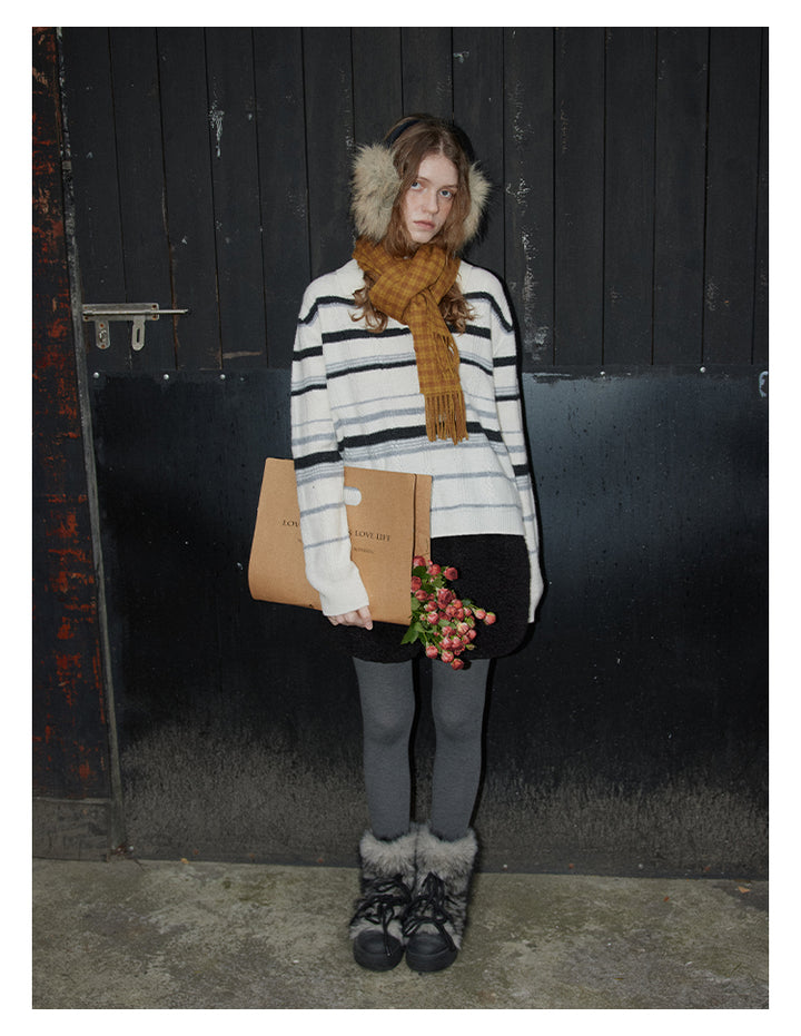 Winter Stripe Wool Knit Pullover BMKP0295