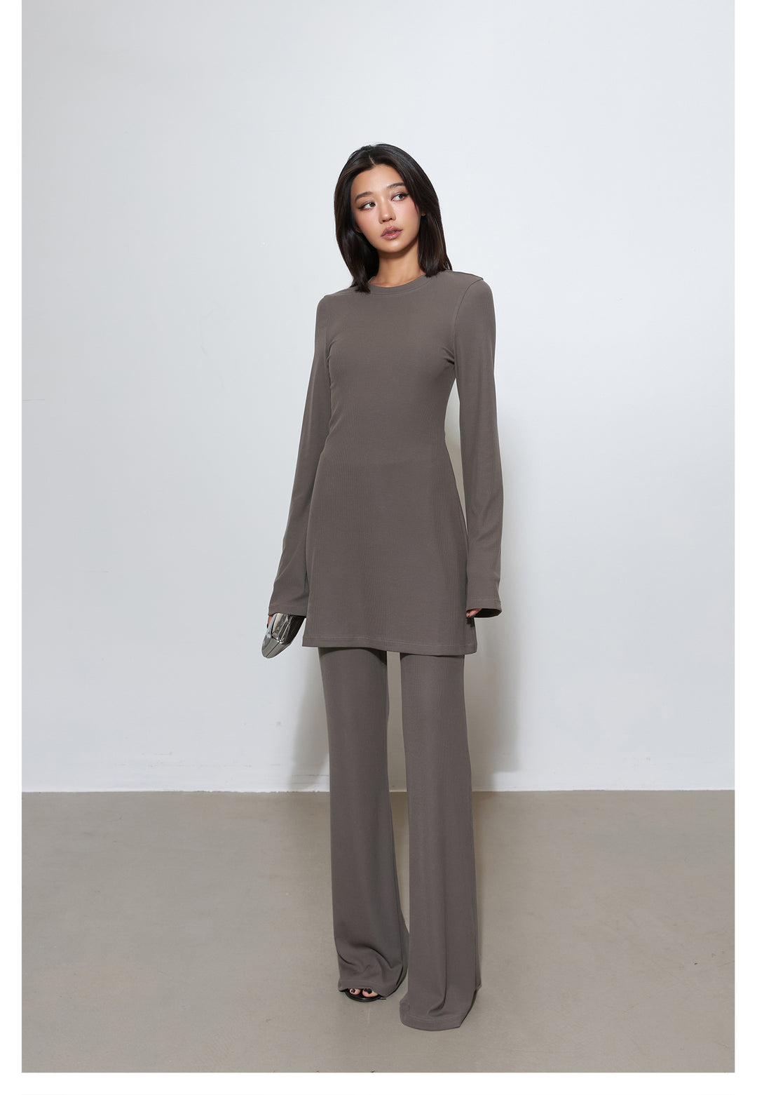 Luxe Ribbed Knit Dress & Flared Pants Set MSPS0254