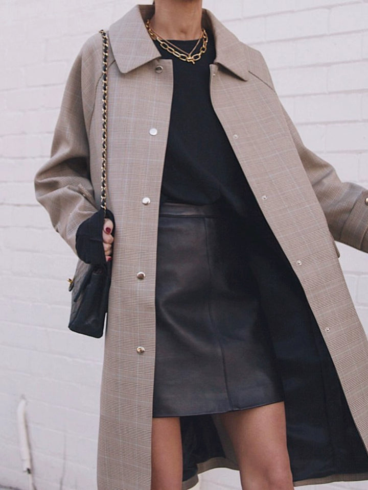 Chic High-Waist A-Line Leather Skirt NCLS0112
